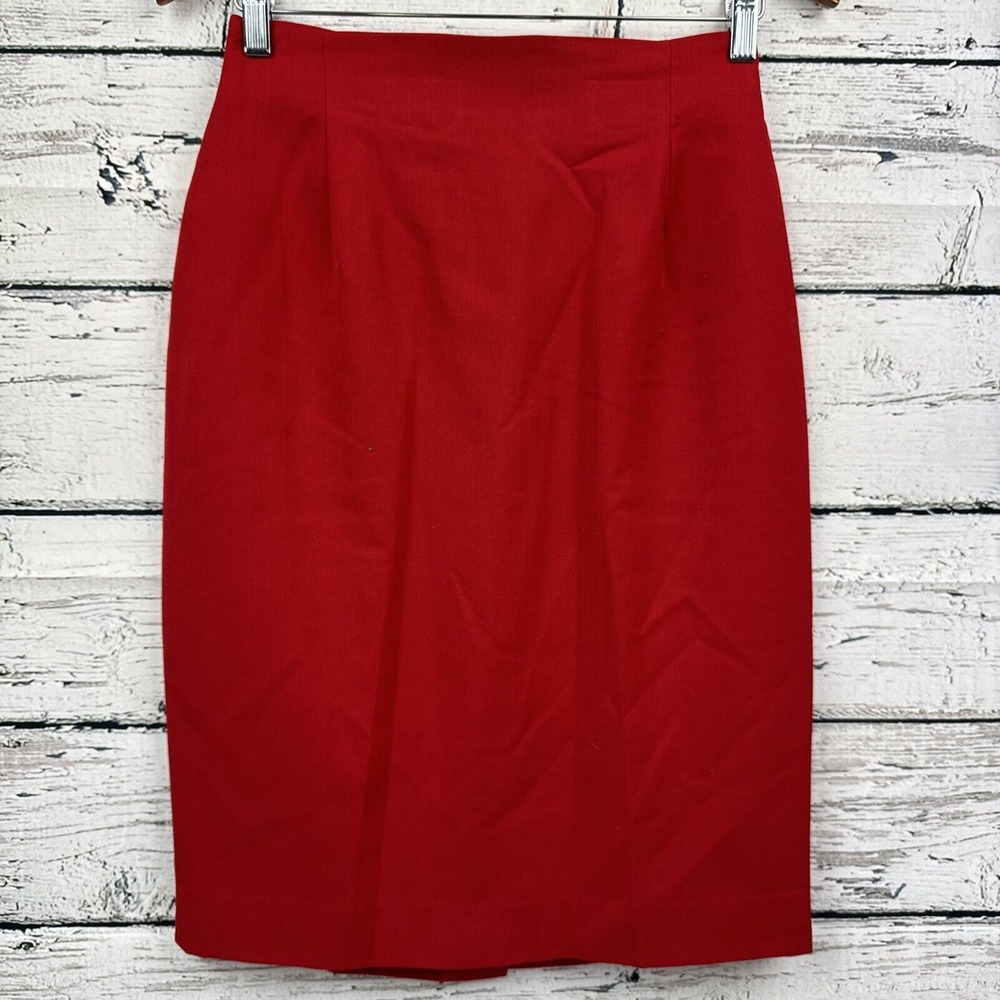 Paul Stanley 100% Wool Pencil Skirt‎ Vintage Red [Size 8] Made in USA